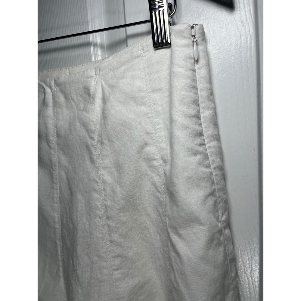 White House Black Market Size 4 White Linen Blend Lined Paneled Flare Mini Skirt - Picture 5 of 9